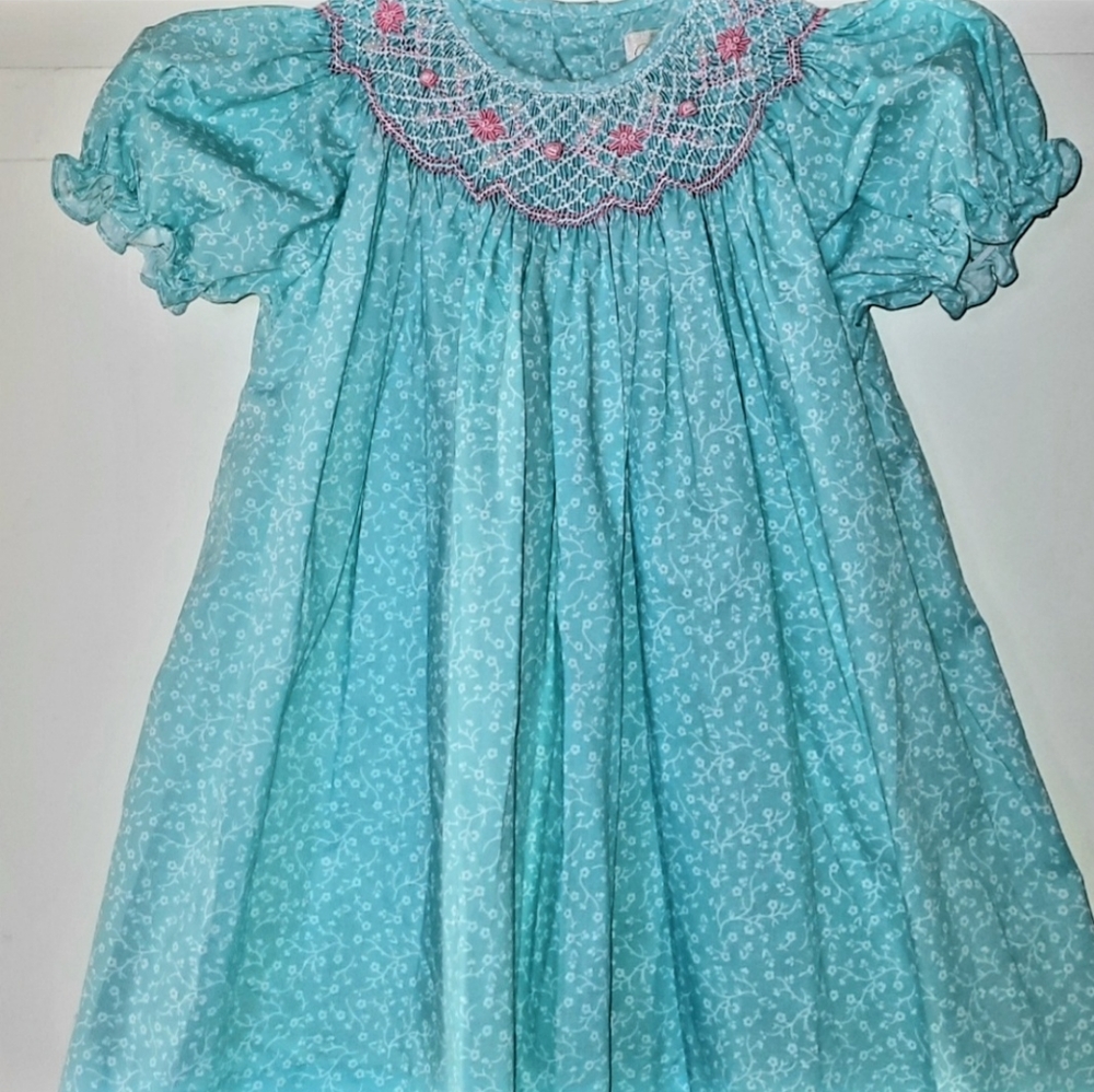 Smocked Embroidered Petit Ami Baby Dress sz 9 mo